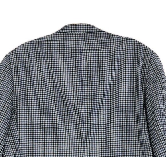 Enzo Tovare Blazer Mens 46R Blue Check Plaid Wool Sport Coat Two Button Lined - Picture 7 of 16